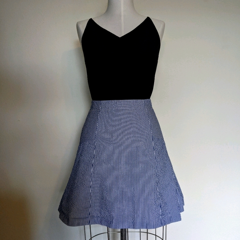 Blue & White Striped Skirt